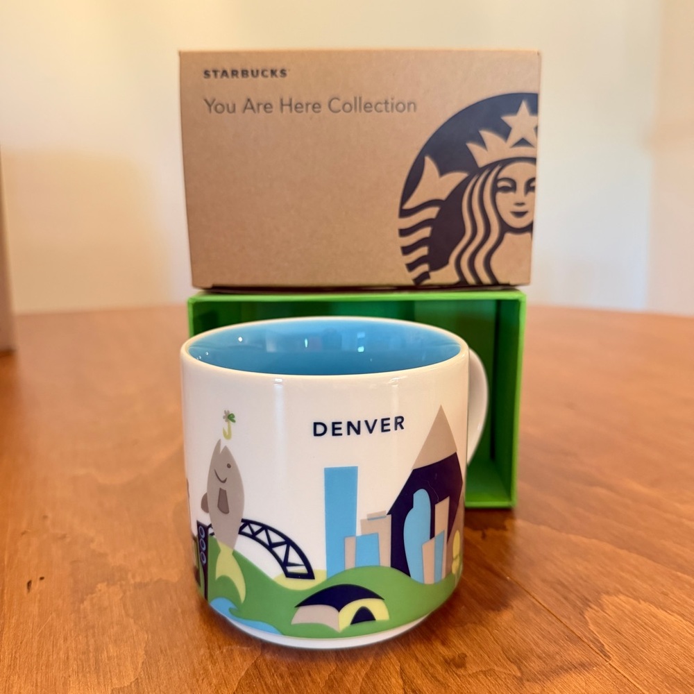 Starbucks Denver Skyline Mug - White with Blue Interior